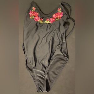 Xhilaration Rose Embroidered One Piece Swim Suit